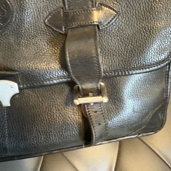 Roots Black Leather Briefcase with Flap Closure laptop vintage 20 cm x 30 cm - Picture 5 of 14